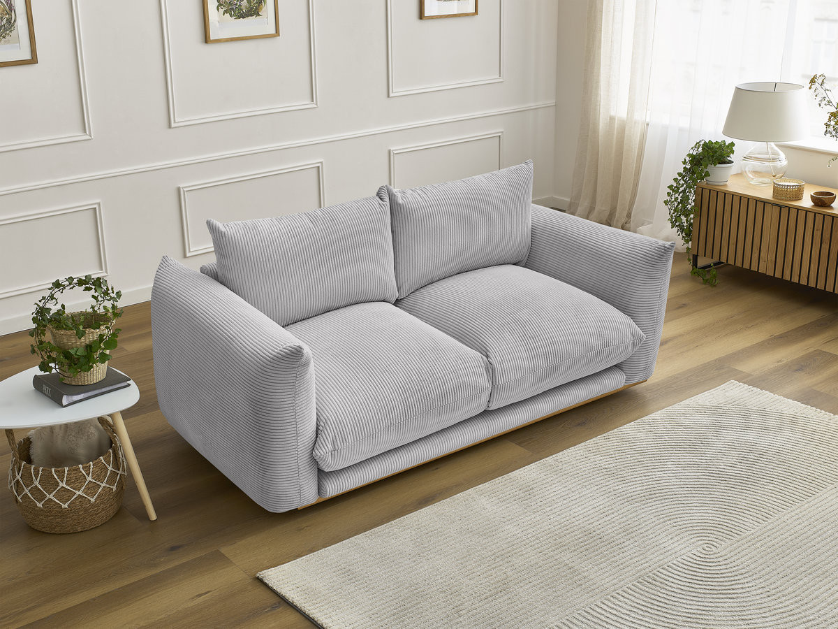 Bobochic Ernest Sofa 2-Sitzer Cordsamt Hellgrau