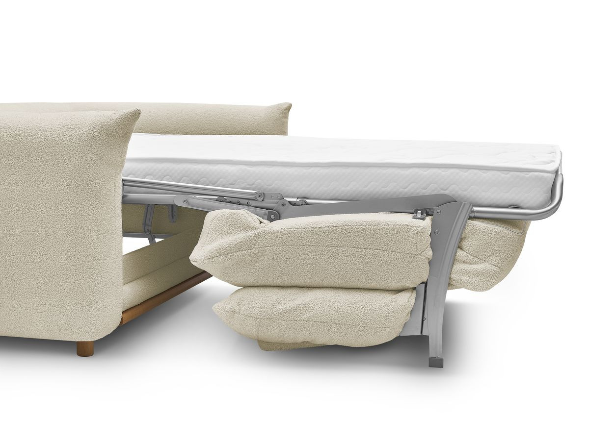 Bobochic Ernest Schlafsofa 3-Sitzer, Liegefläche 190 × 140 / 160 cm Bouclé-Stoff Beige, Liegefläche 140 × 190 cm