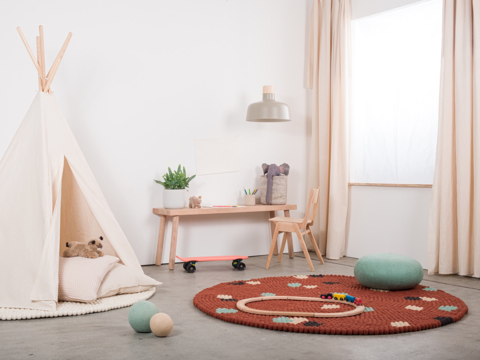 myfelt Terra Rust Filzkugelteppich Rot rund Ø 50 cm