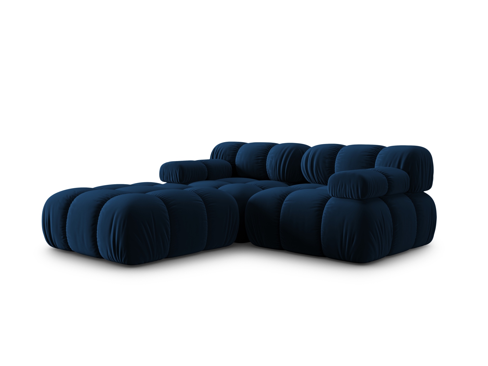 Micadoni Modulares Sofa Bellis 3-Sitzer mit flachem Modul Samt Bluvel Königsblau