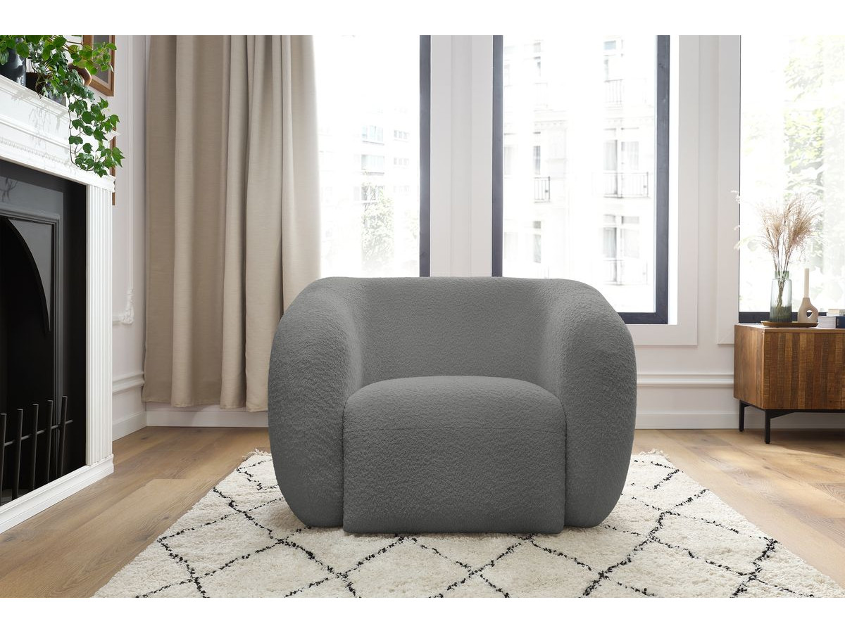 Bobochic Celine Sessel Bouclé-Stoff Dunkelgrau