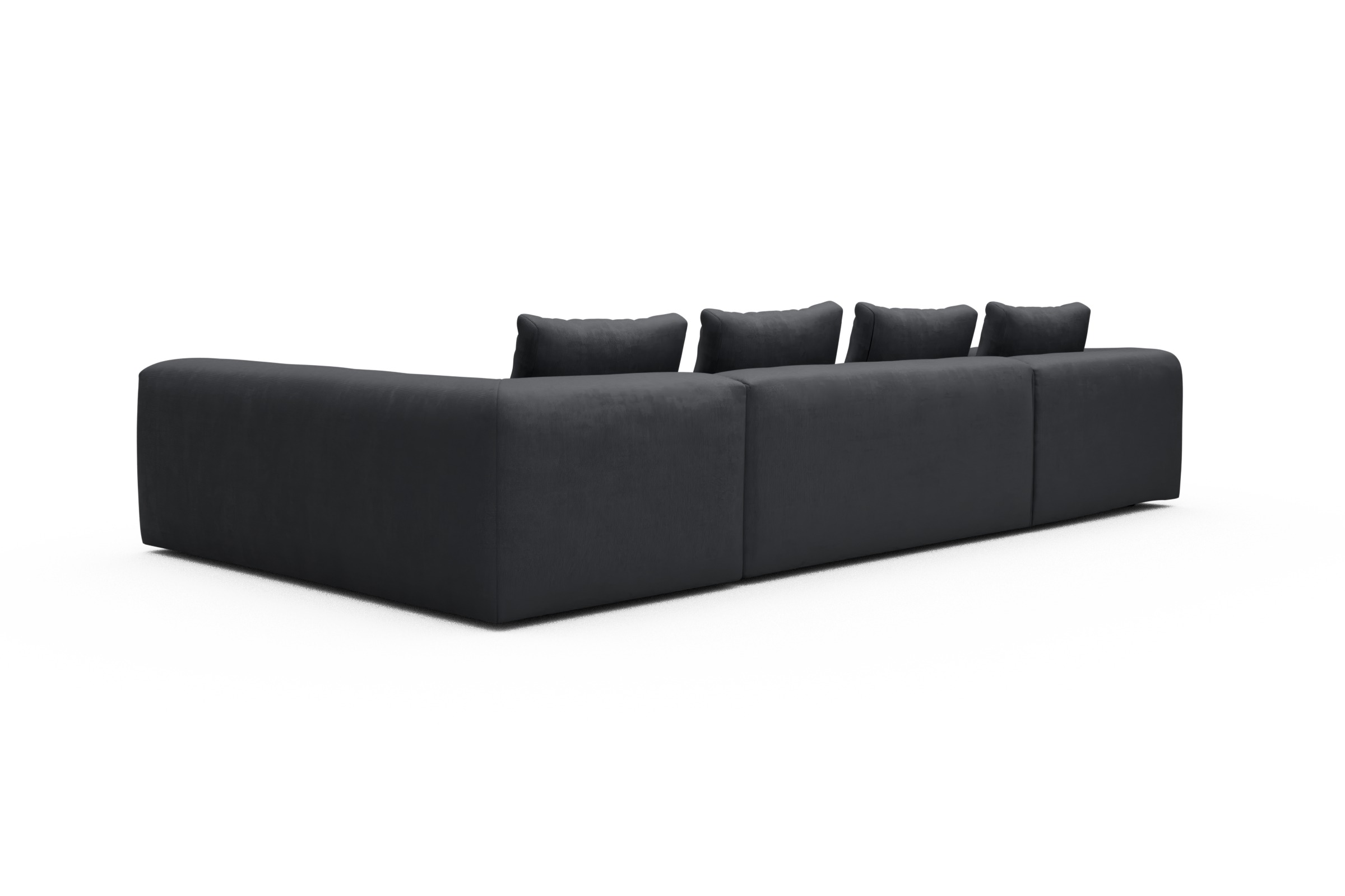 Wohnlandschaft Fred Chaiselongue links mit 2-Sitzer und lange Armlehne rechts Cordufine-Slate-Grey