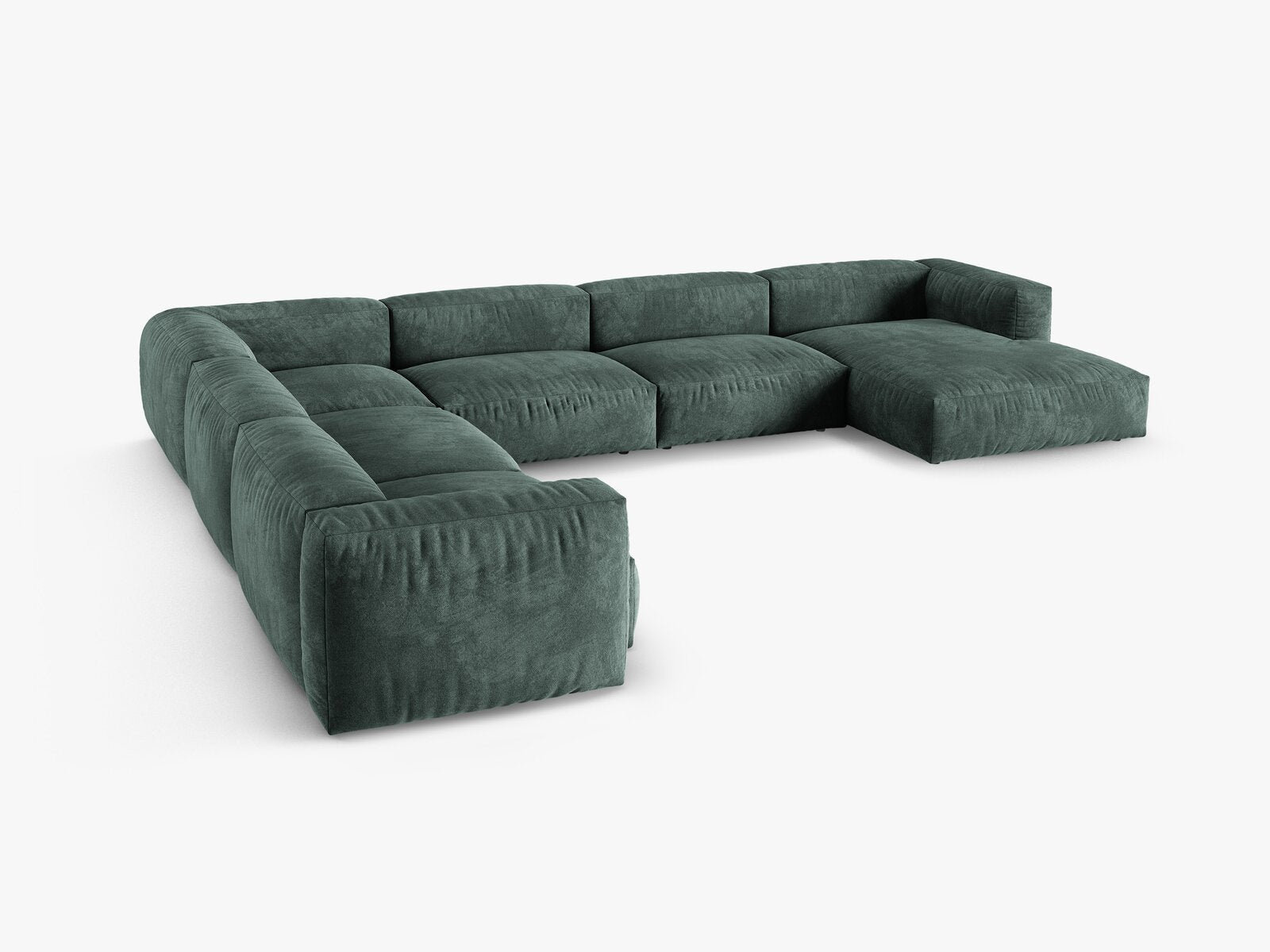 Micadoni modulares Ecksofa XL Martina 6-Sitzer 90cm Sitztiefe Links Samt Vogue Petrol