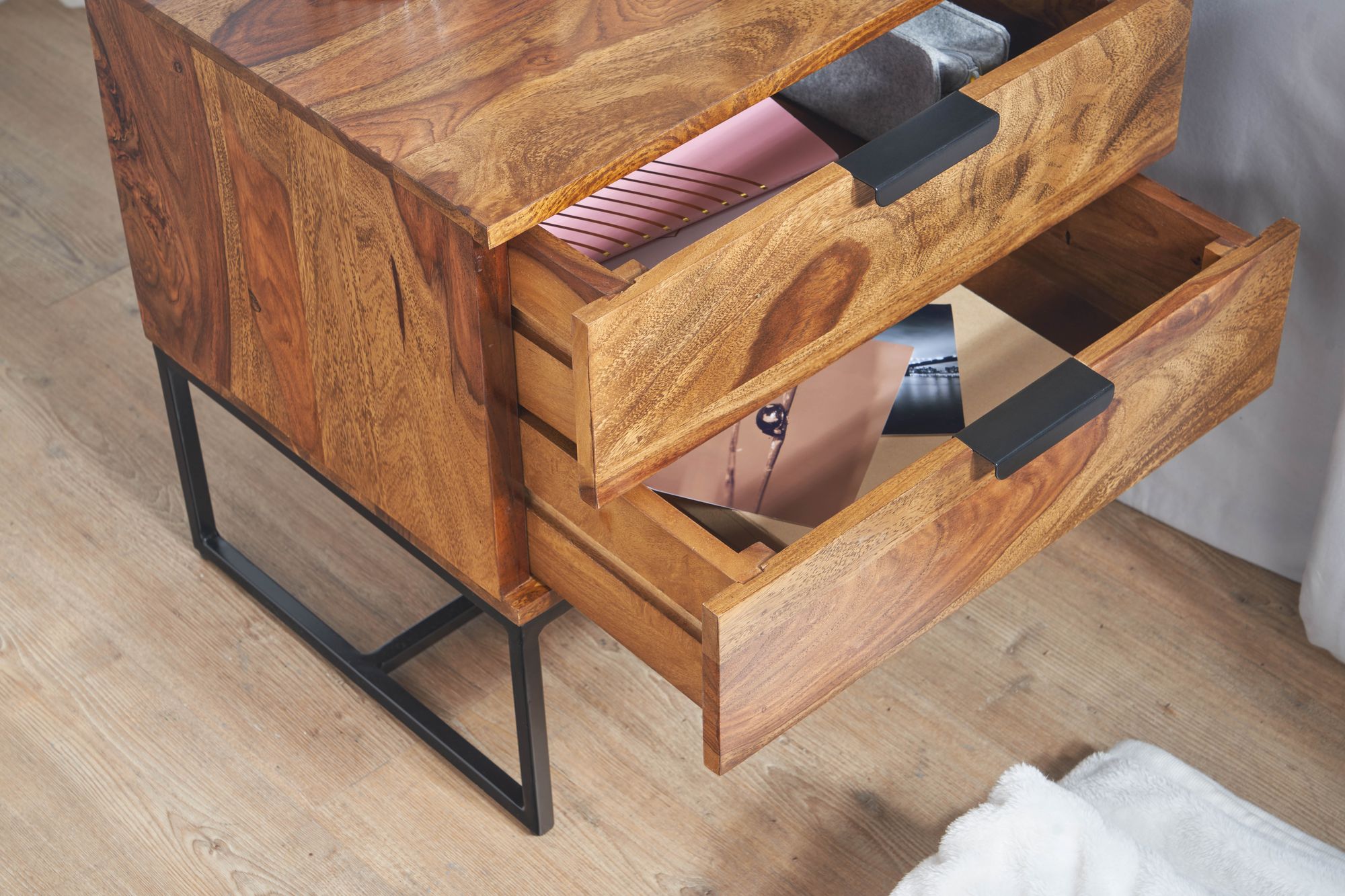 Nachttisch Aseral Massivholz Dunkelbraun 50 × 40 × 51 cm