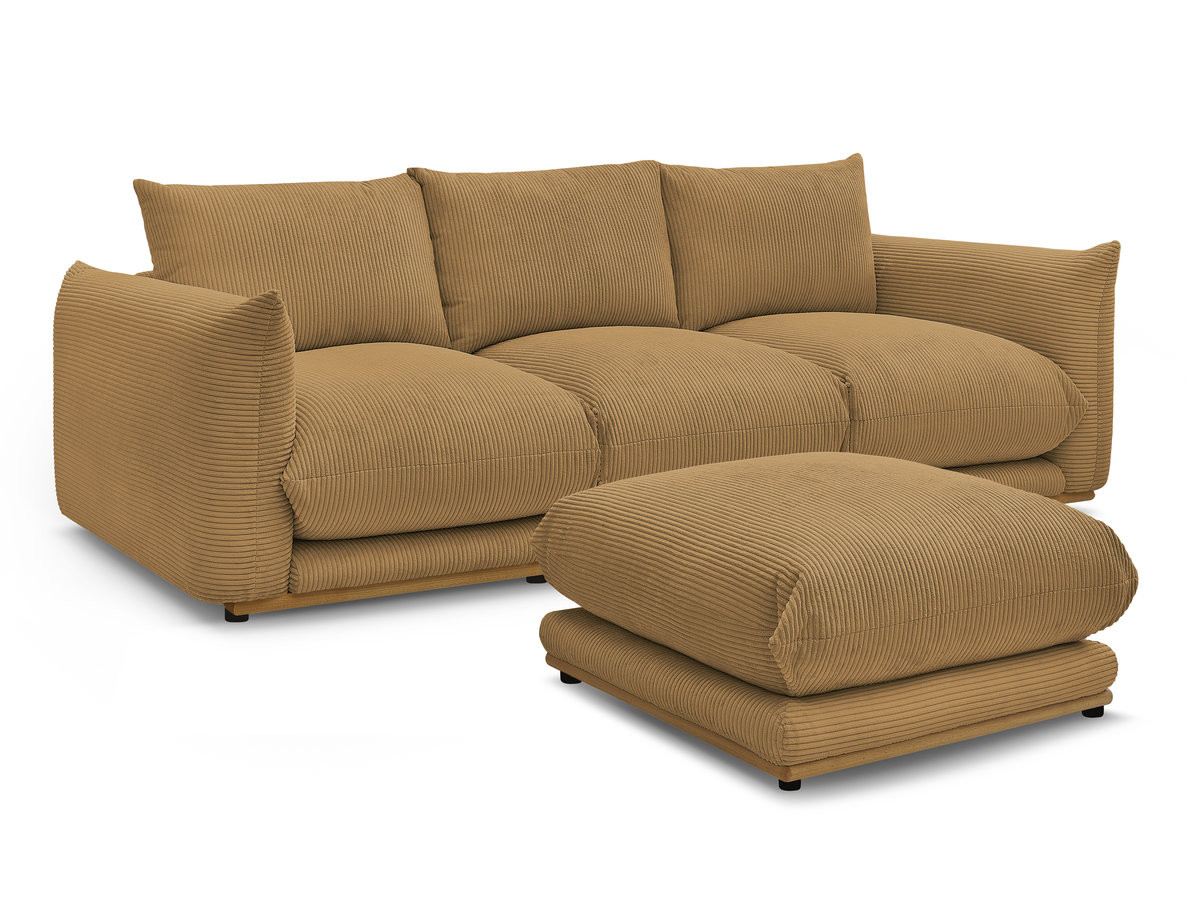 Bobochic Ernest Sofa 3-Sitzer mit Pouf 266 × 106 cm Cordsamt Gelb