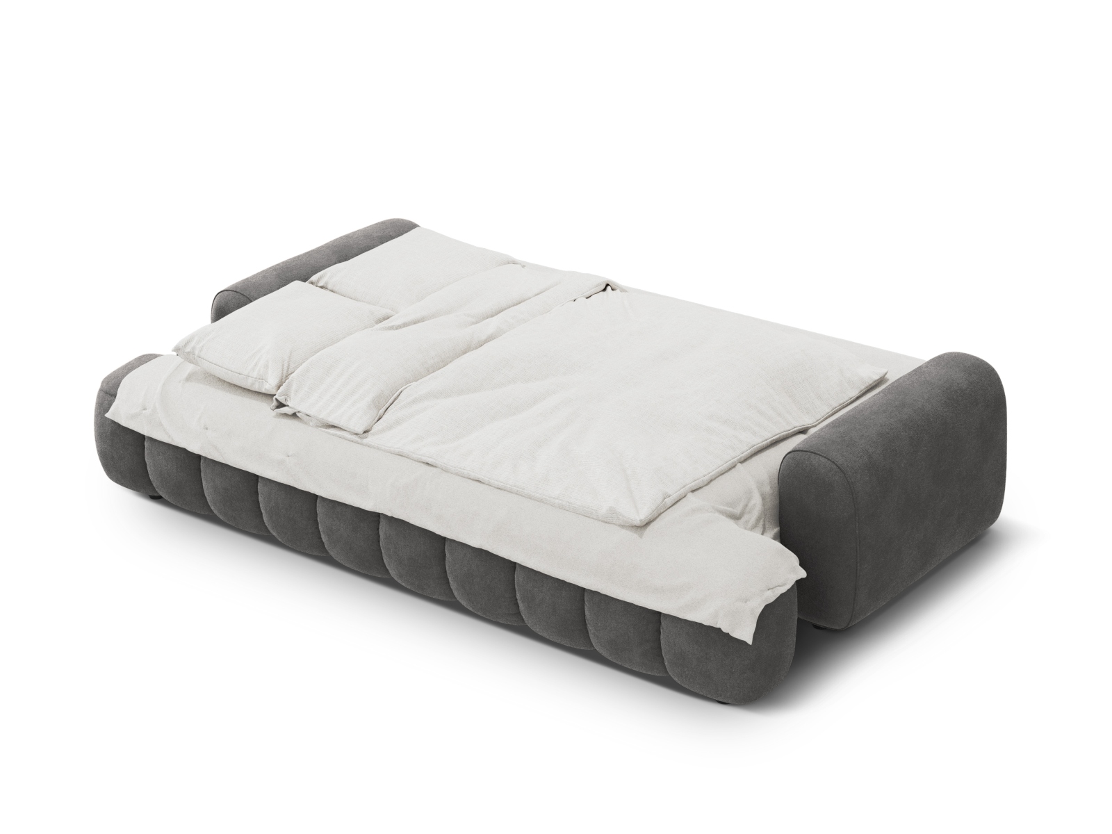 Cosmopolitan Design Schlafsofa Linz 4-Sitzer mit Bettkasten Samt Vogue Grau