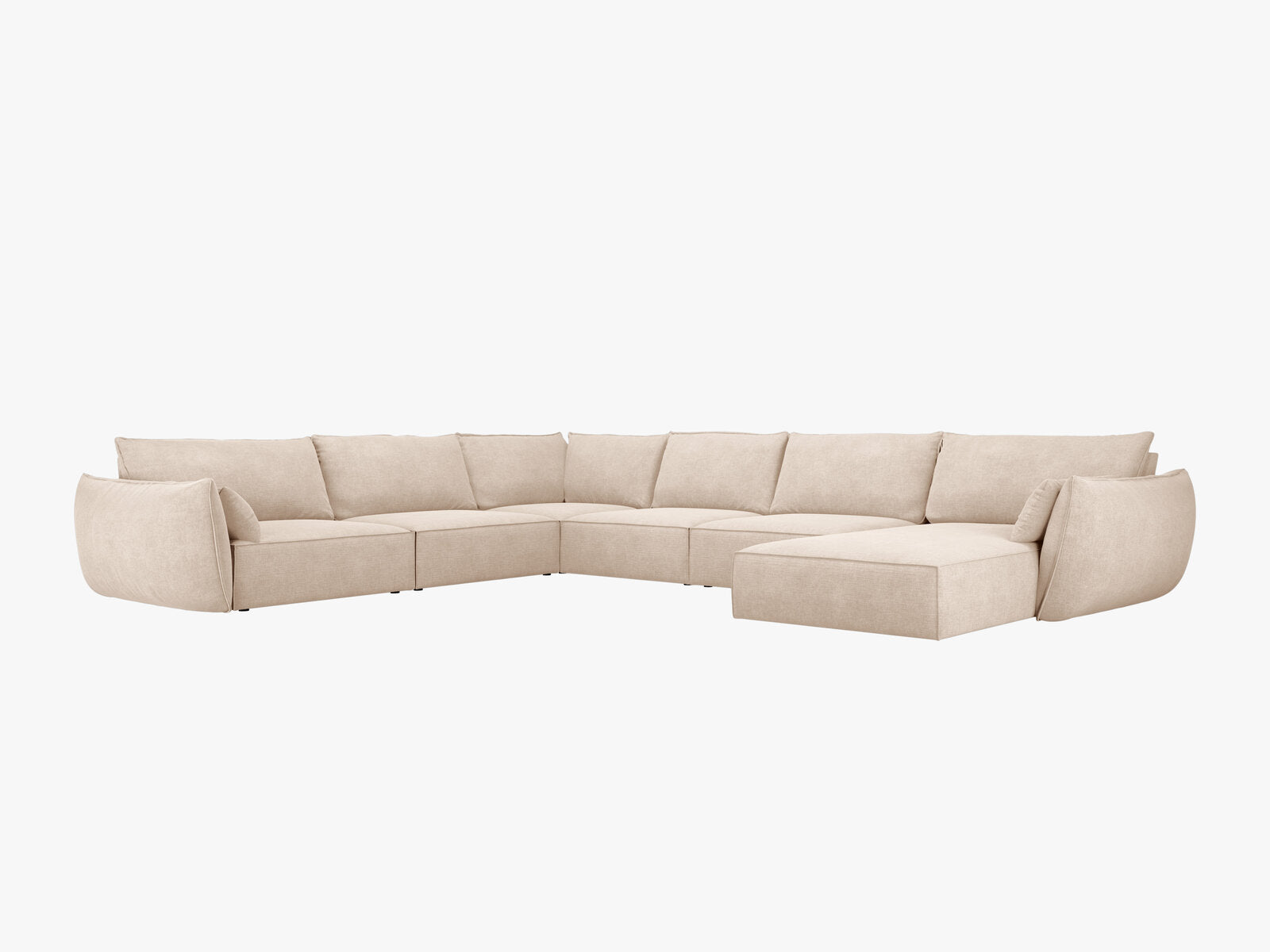 Micadoni Panorama-Ecksofa Kaelle 8-Sitzer Links Chenille Over The Horizon Beige