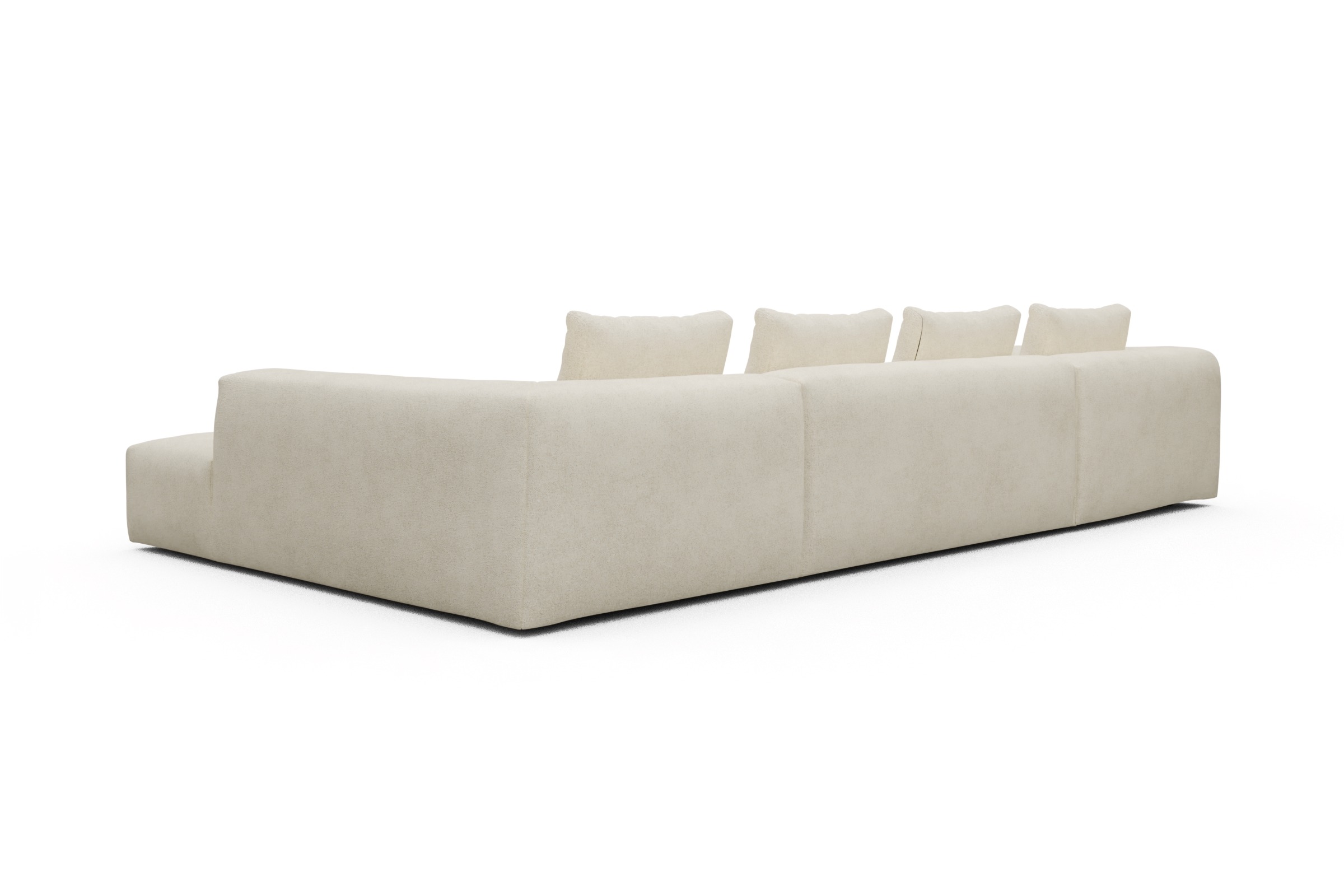Wohnlandschaft Fred Relax-Ecke rechts mit 2-Sitzer und Chaiselongue links Boucle-Off-White