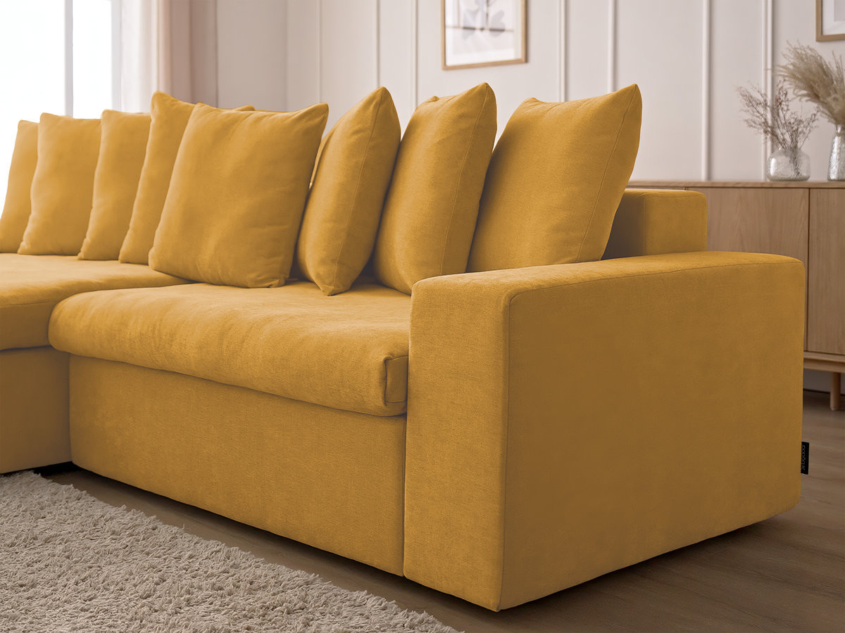 Bobochic Enore Ecksofa mit Pouf Stoff Gelb Ecke links
