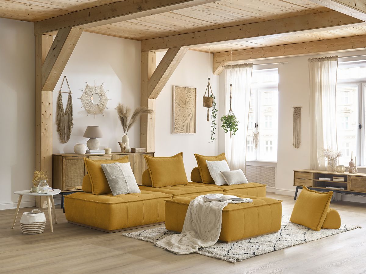 Bobochic Elisa Sofa 4-Sitzer Strukturstoff Gelb