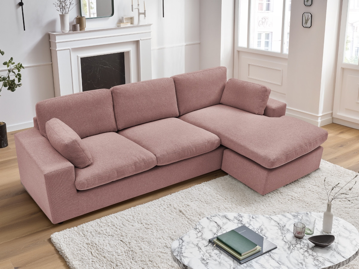 Bobochic Belair Ecksofa 220 × 139 cm Stoff Rosa