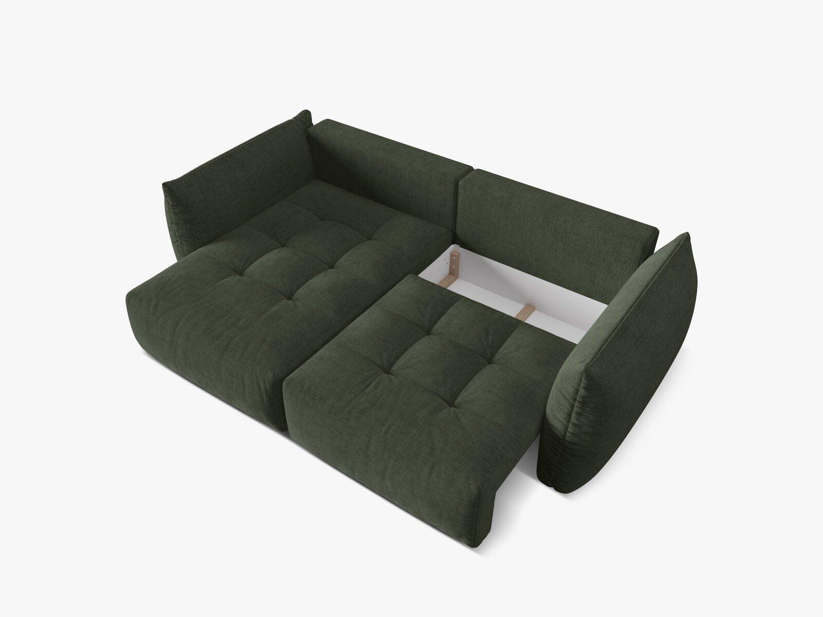 Micadoni Bloom Ecksofa 3-Sitzer mit Schlaffunktion Links Strukturierter Stoff Wind Moosgrün