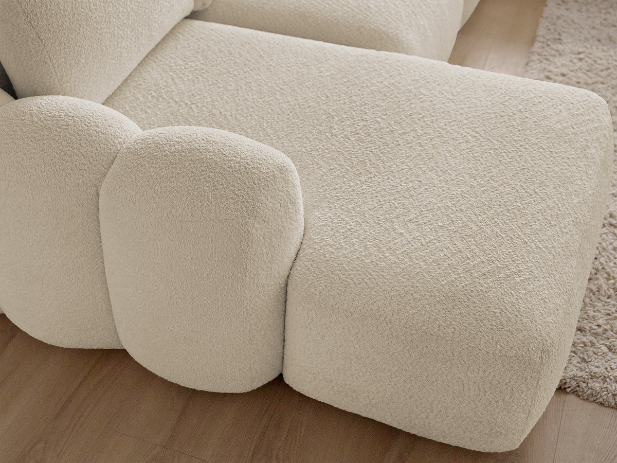 Bobochic Montaigne Wohnlandschaft mit Pouf Bouclé-Stoff Beige Ecke links