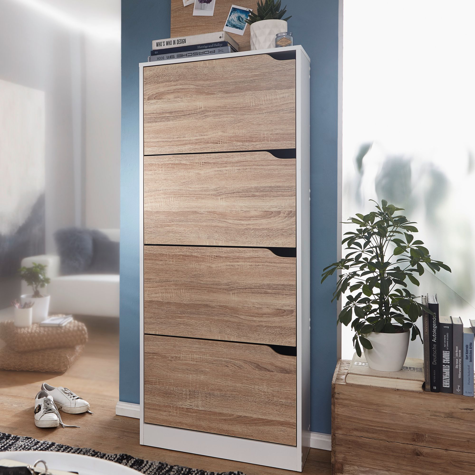 Schuhschrank Ebeltoft Weiß 60 × 24 × 150 cm