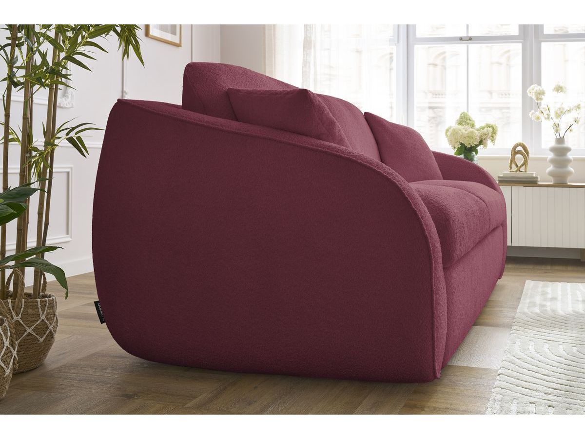 Bobochic Cezanne Schlafsofa 3-Sitzer Bouclé-Stoff Rot, Liegefläche 140 × 194 cm