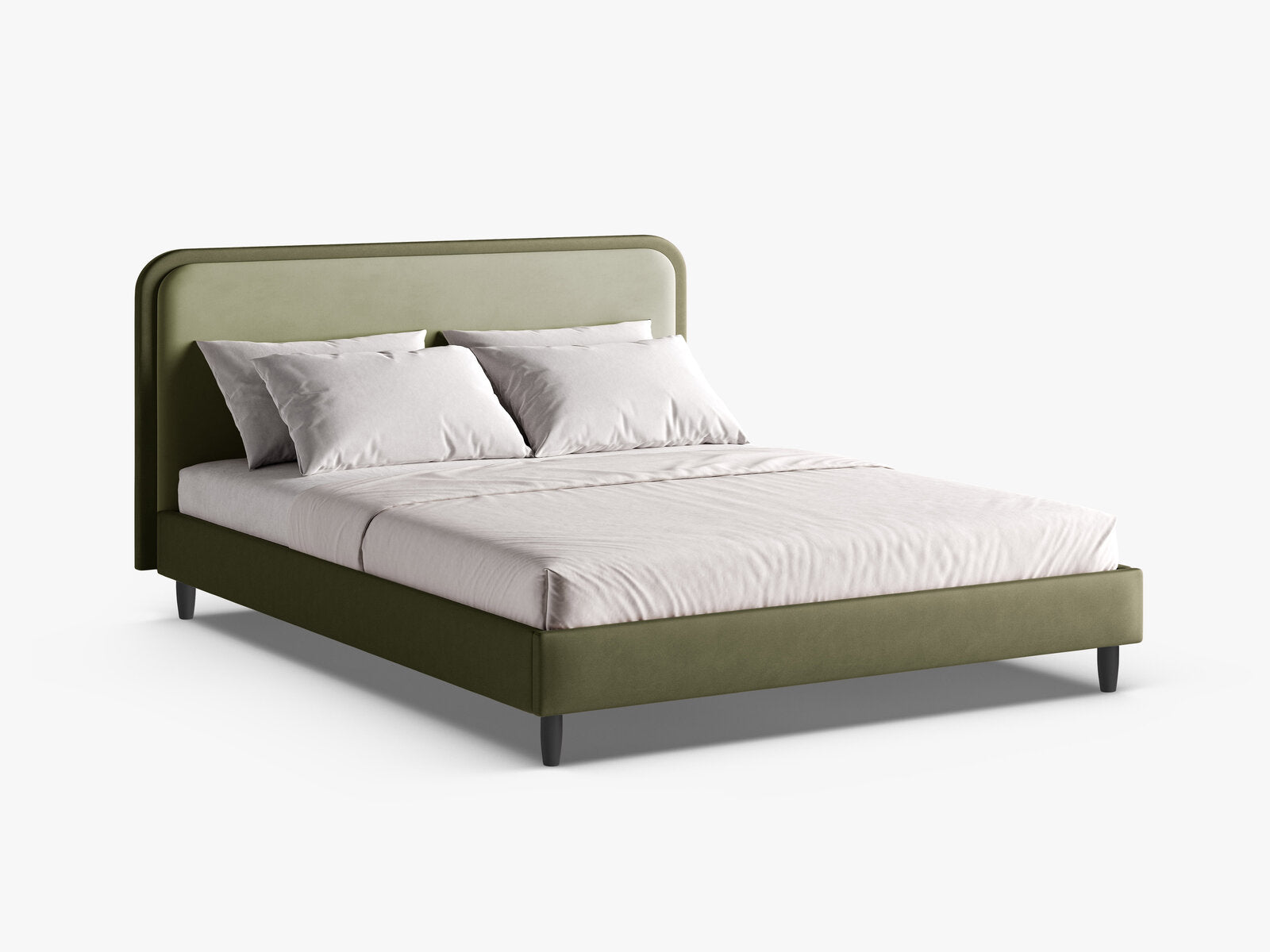 Micadoni Stauraumbett mit Kopfteil Aveline Samt Magic Velvet, Vegan-Leder Vega Grün, Moosgrün 160x200