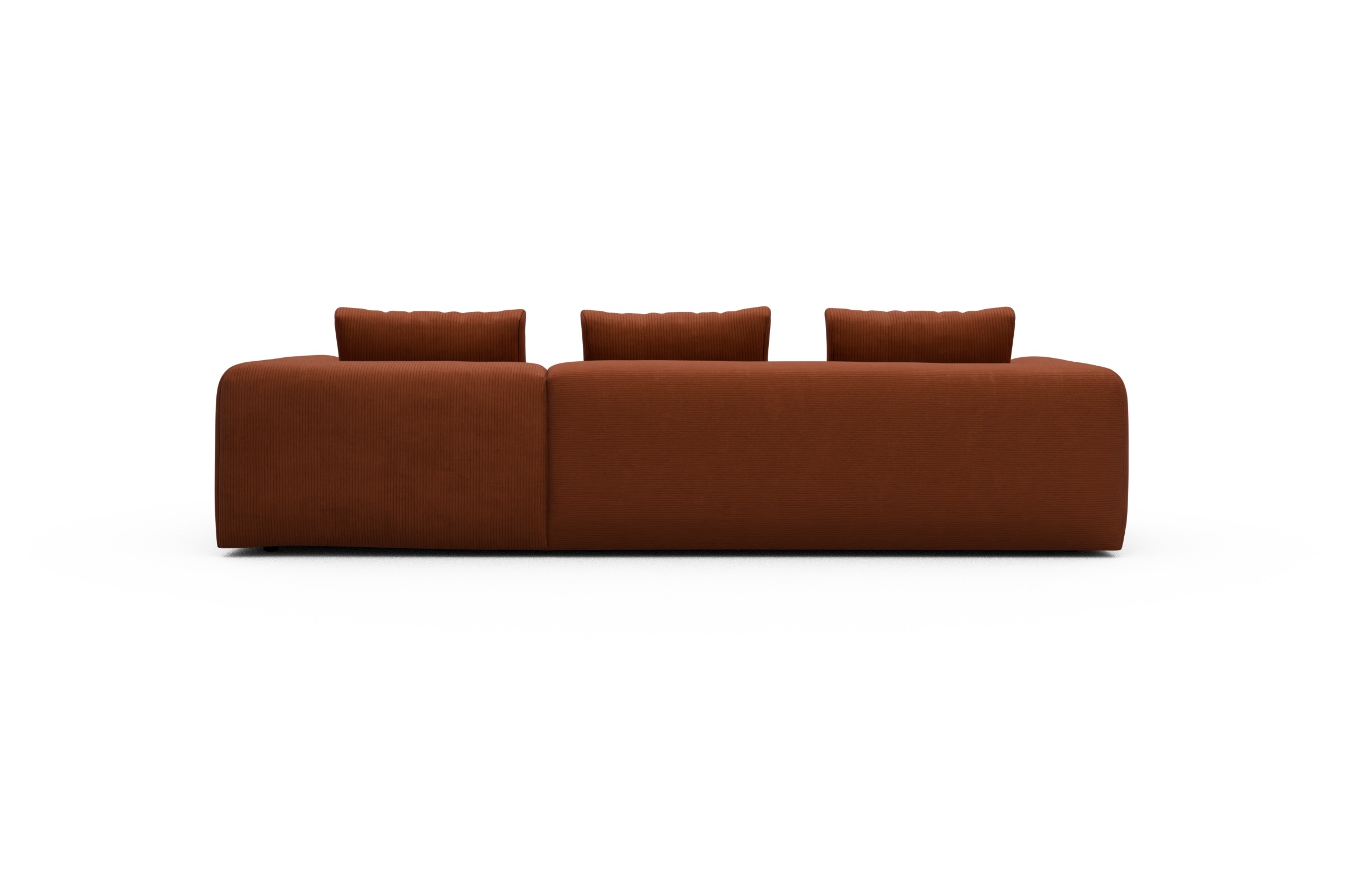 Ecksofa Fred Chaiselongue rechts mit 2,5-Sitzer Corduroy-Burnt-Orange