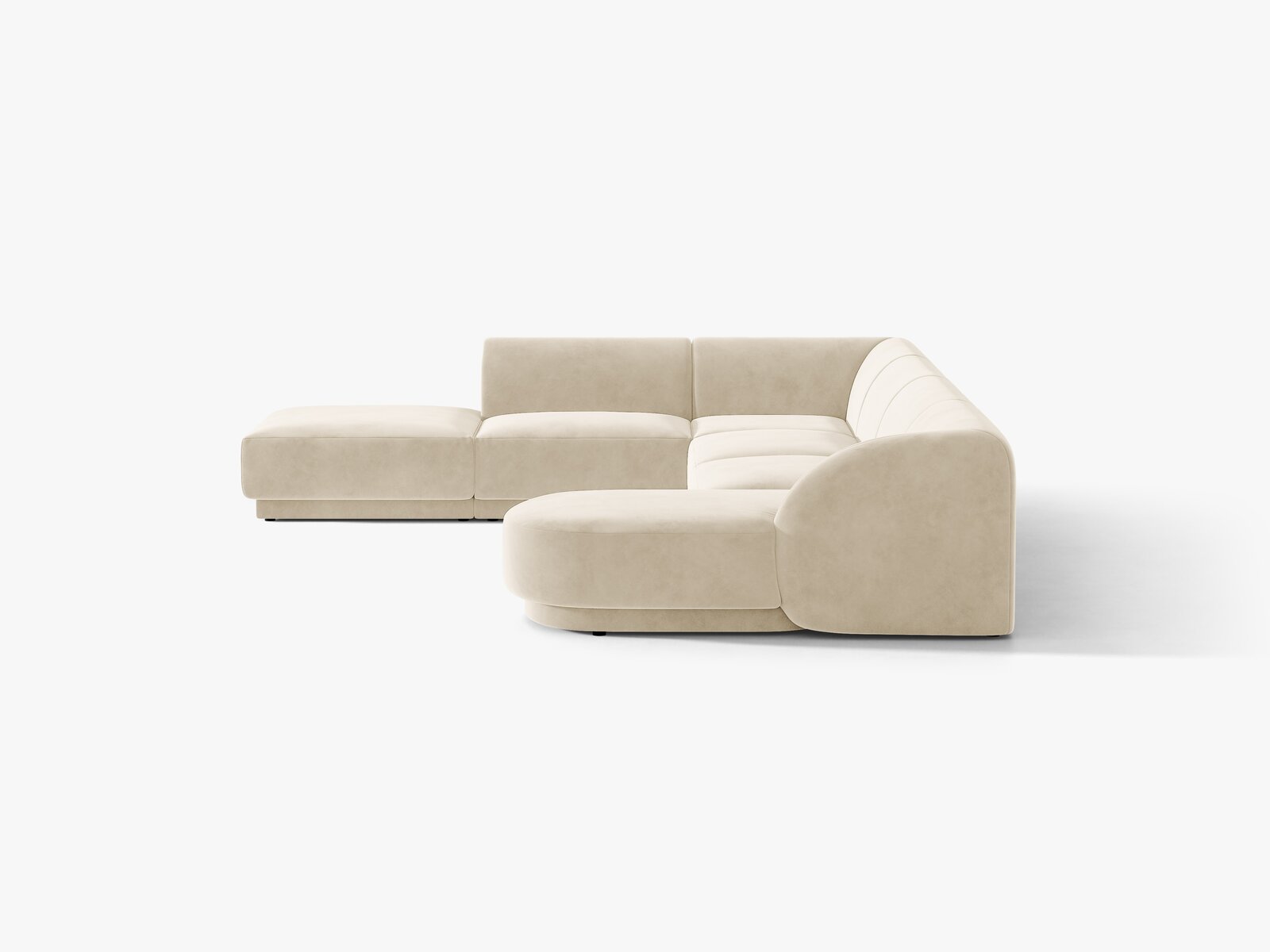 Micadoni Panorama-Ecksofa Miley 6-Sitzer Samt Venus Helles Beige Links