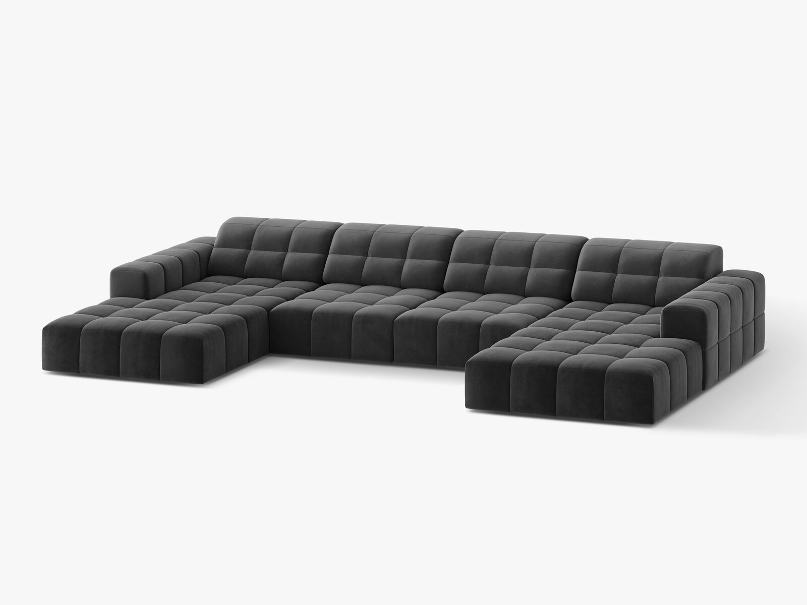 Micadoni Panorama Sofa Jennifer 6-Sitzer Samt Venus Grau