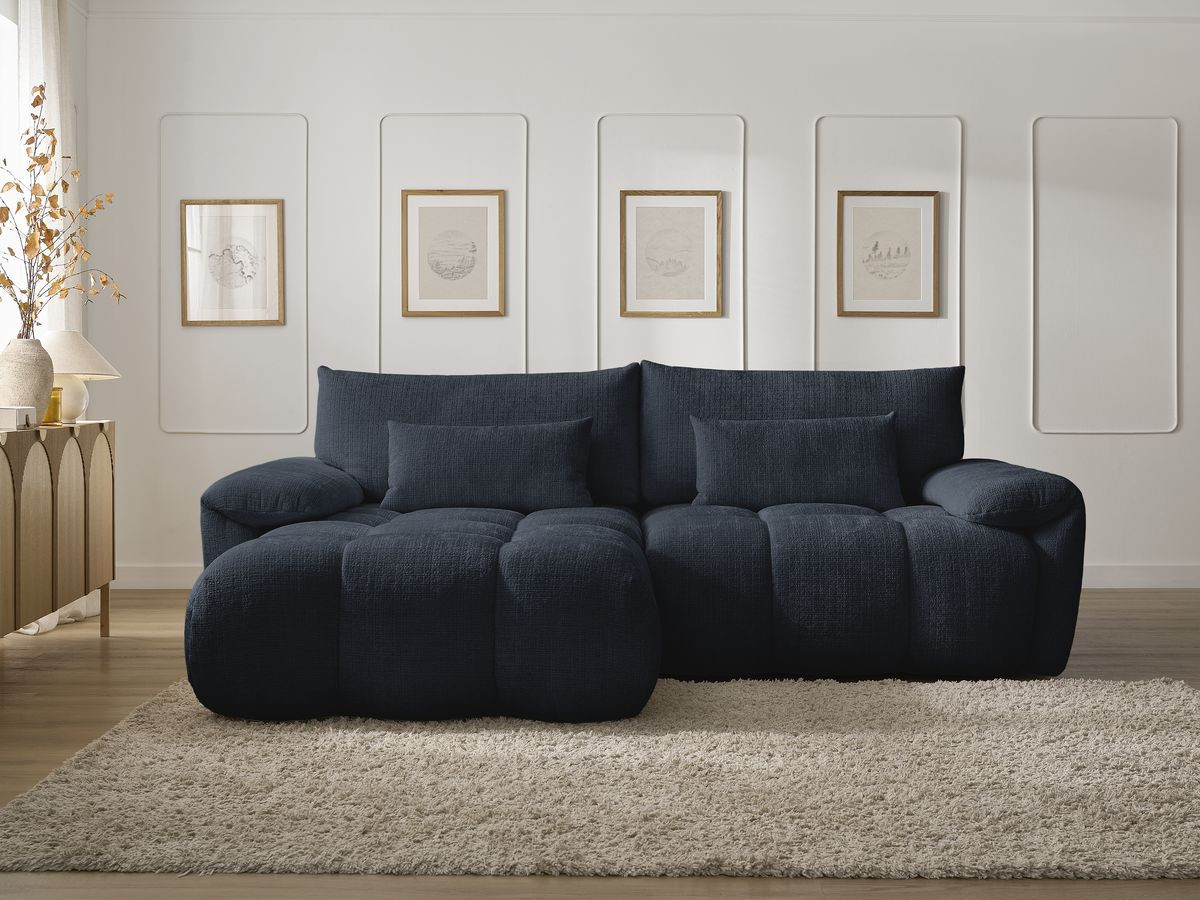 Bobochic Ivane Ecksofa Strukturstoff Dunkelblau Ecke links
