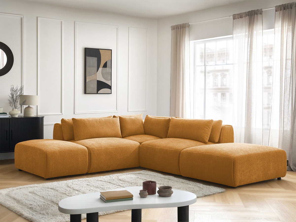 Bobochic Jana Ecksofa Strukturstoff Gelb