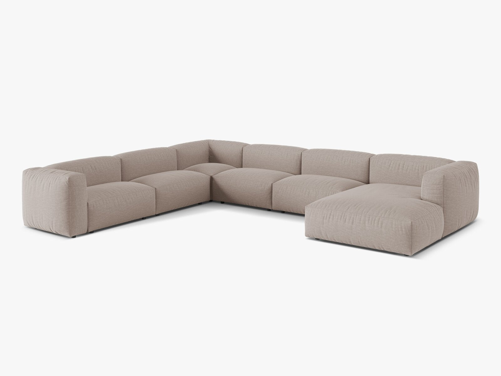 Micadoni modulares Ecksofa XL Martina 6-Sitzer Links Strukturierter Stoff Boston Dunkelbeige