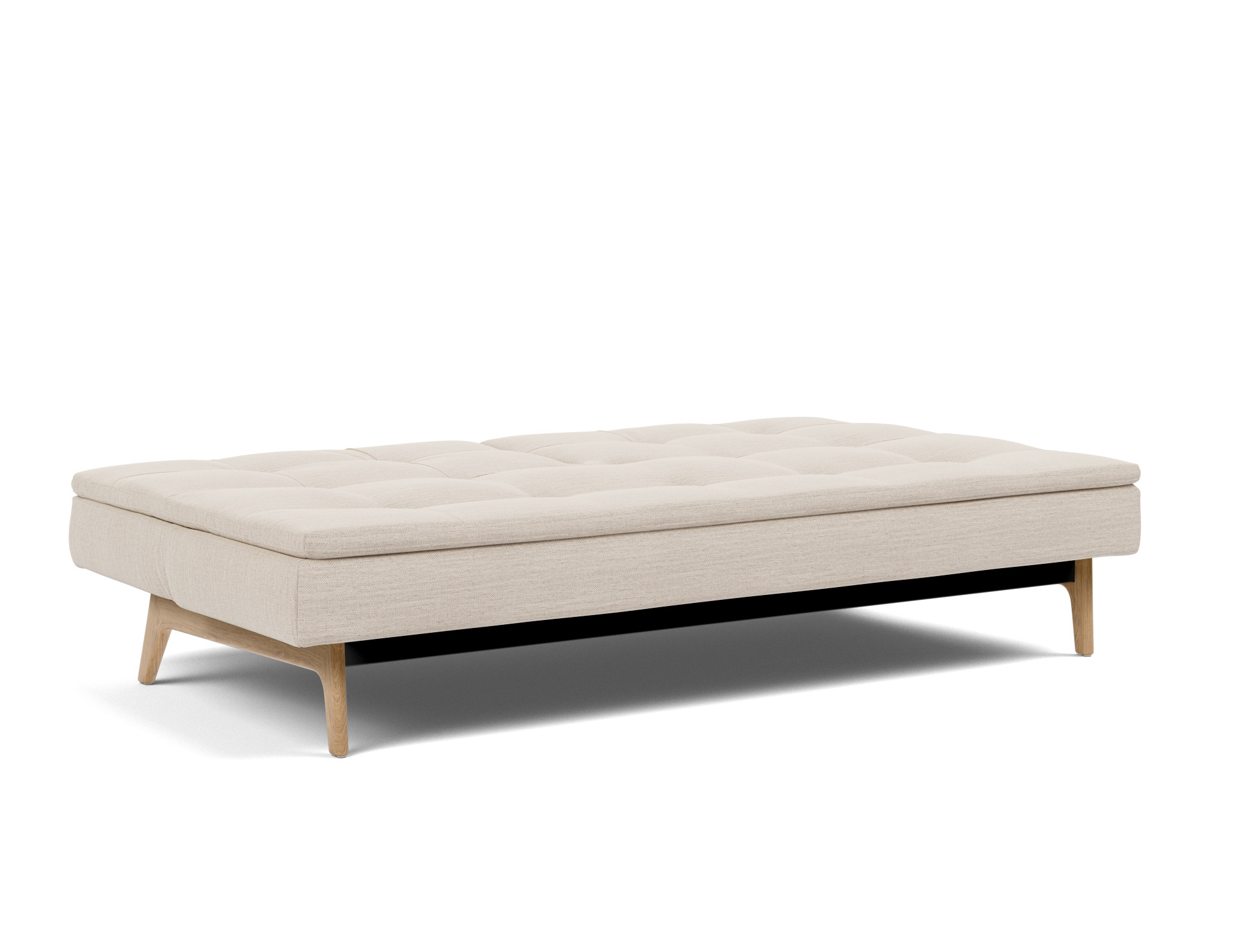 Schlafsofa Dublexo Webstoff Blida 612-Sand-Grey Beine Eiche