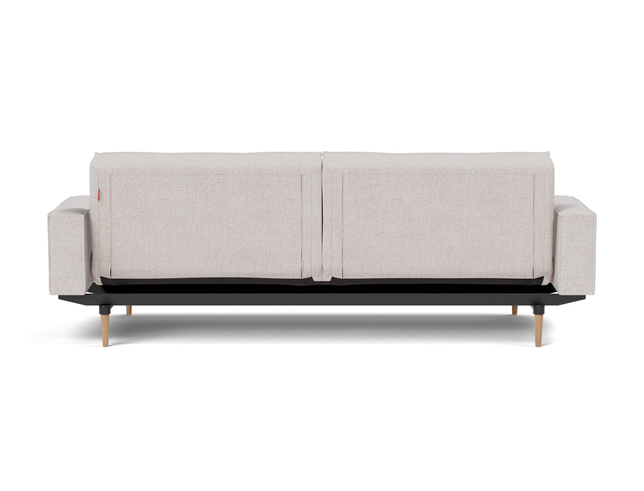 Schlafsofa Splitback mit Armlehnen Strukturierter Stoff Weda 300-Weda-Sand Beine Styletto Eiche hell