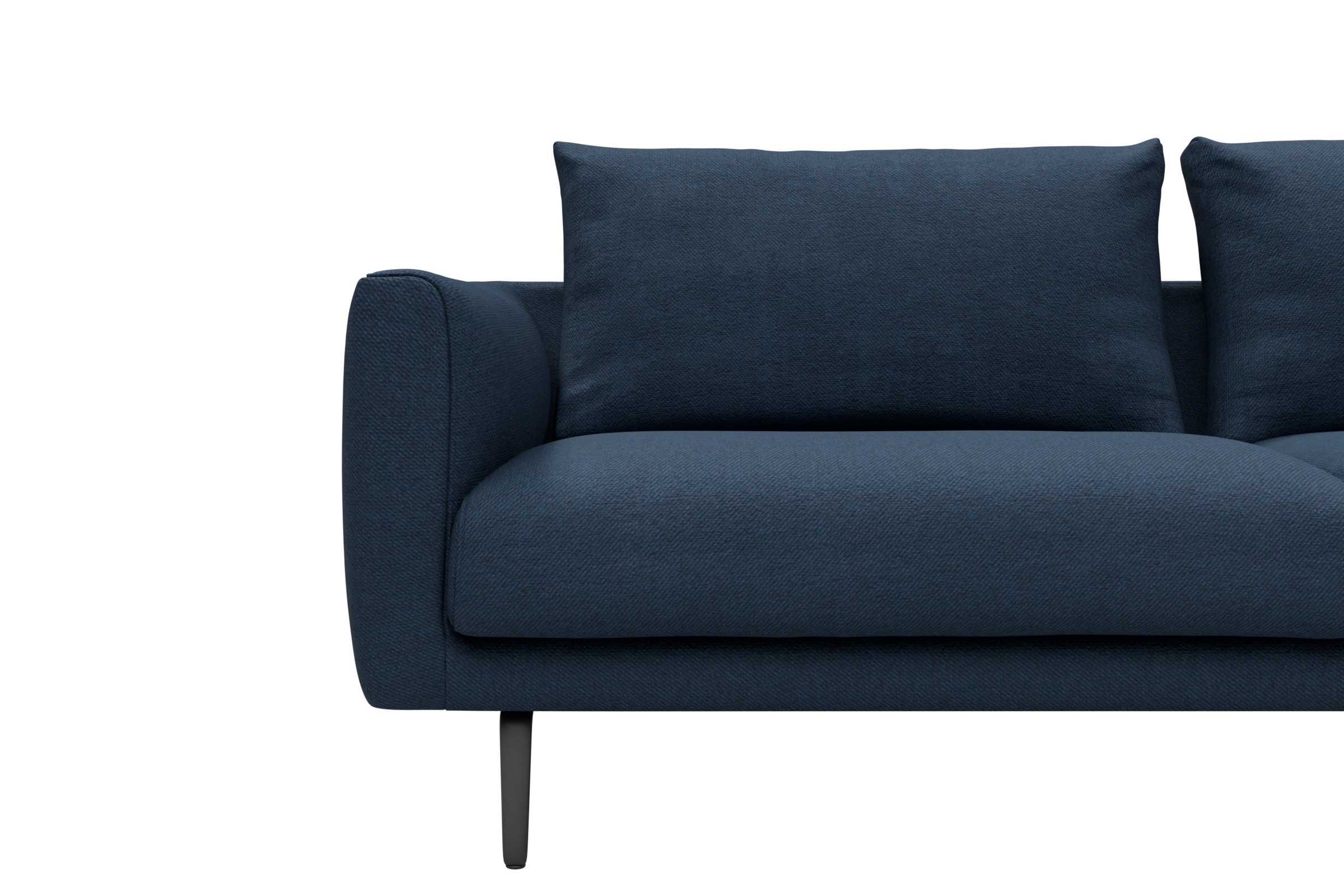 Ecksofa Karl Chaiselongue rechts mit 2,5-Sitzer Weda-Blue