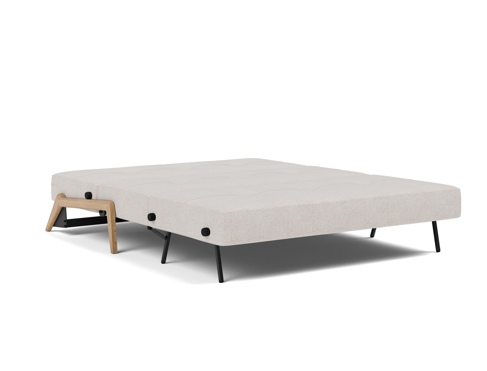 Schlafsofa Cubed 160 Strukturierter Stoff Weda 300-Weda-Sand Beine Eiche