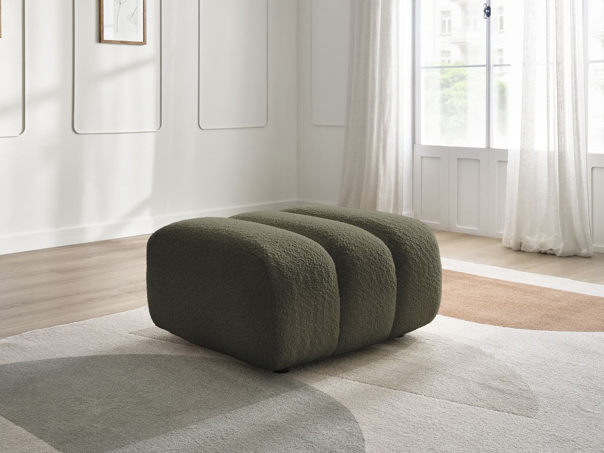 Bobochic Talia Pouf Bouclé-Stoff Grün