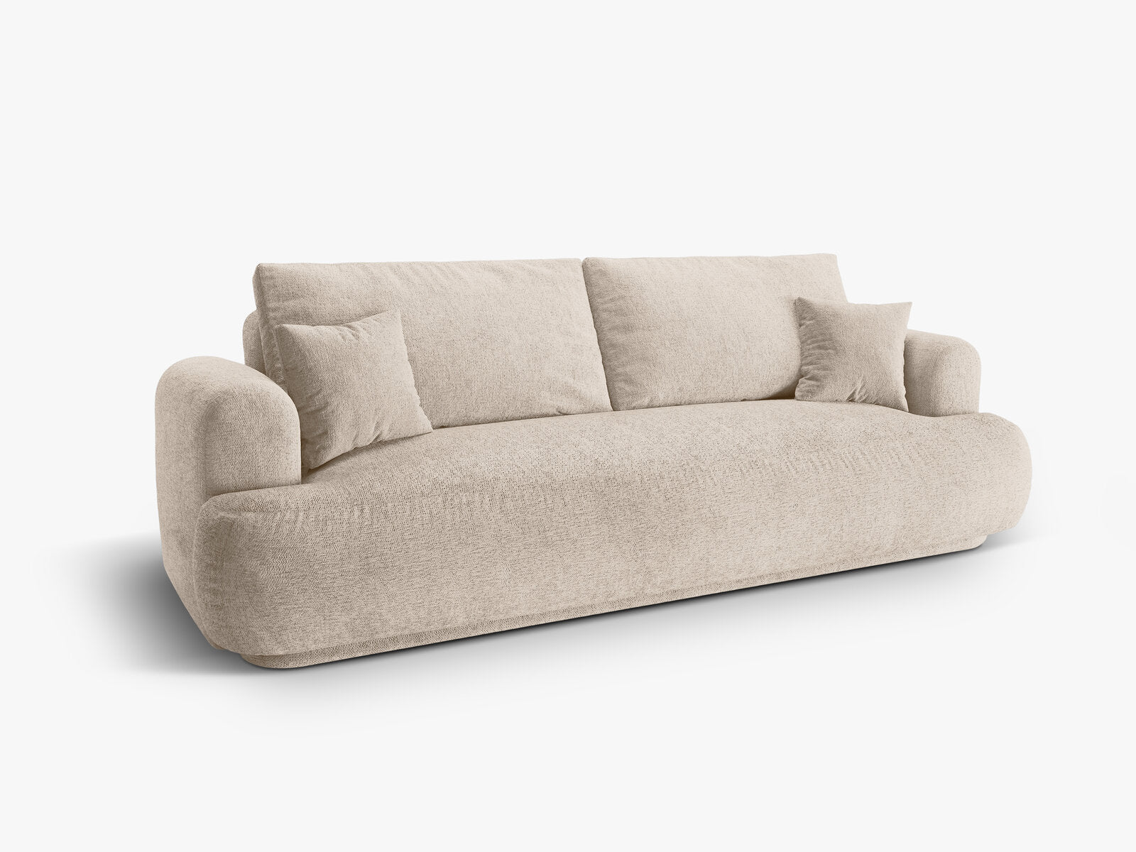 Micadoni Ella Schlafsofa 3-Sitzer mit Bettkasten Strukturierter Stoff Sorella Sand