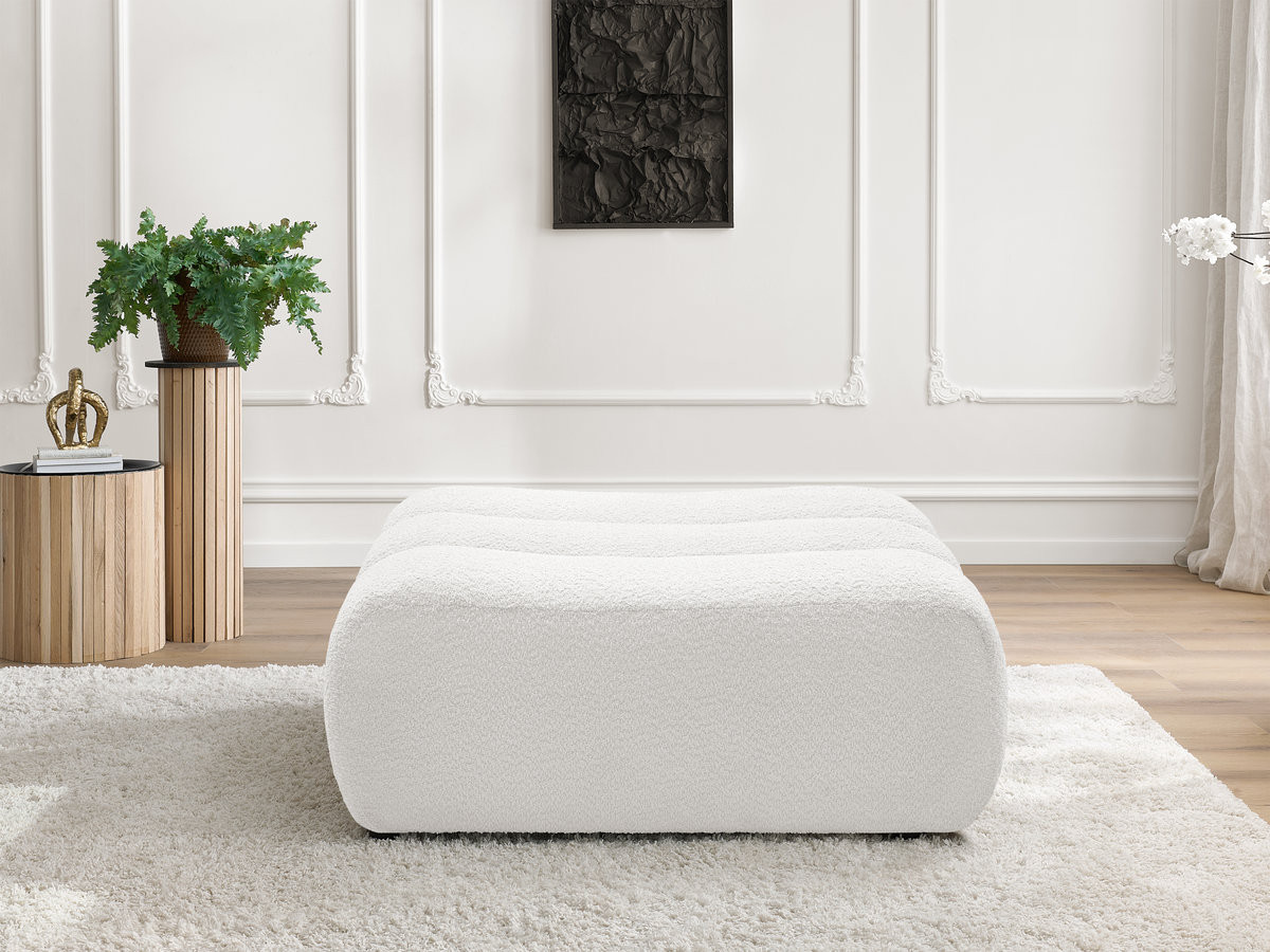 Bobochic Azra Pouf Bouclé-Stoff Weiß
