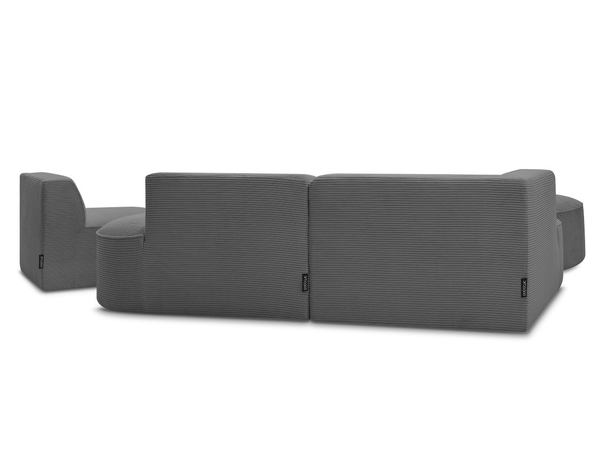 Bobochic Rousseau Ecksofa mit Sofamodul und Pouf Cordsamt Dunkelgrau Ecke links