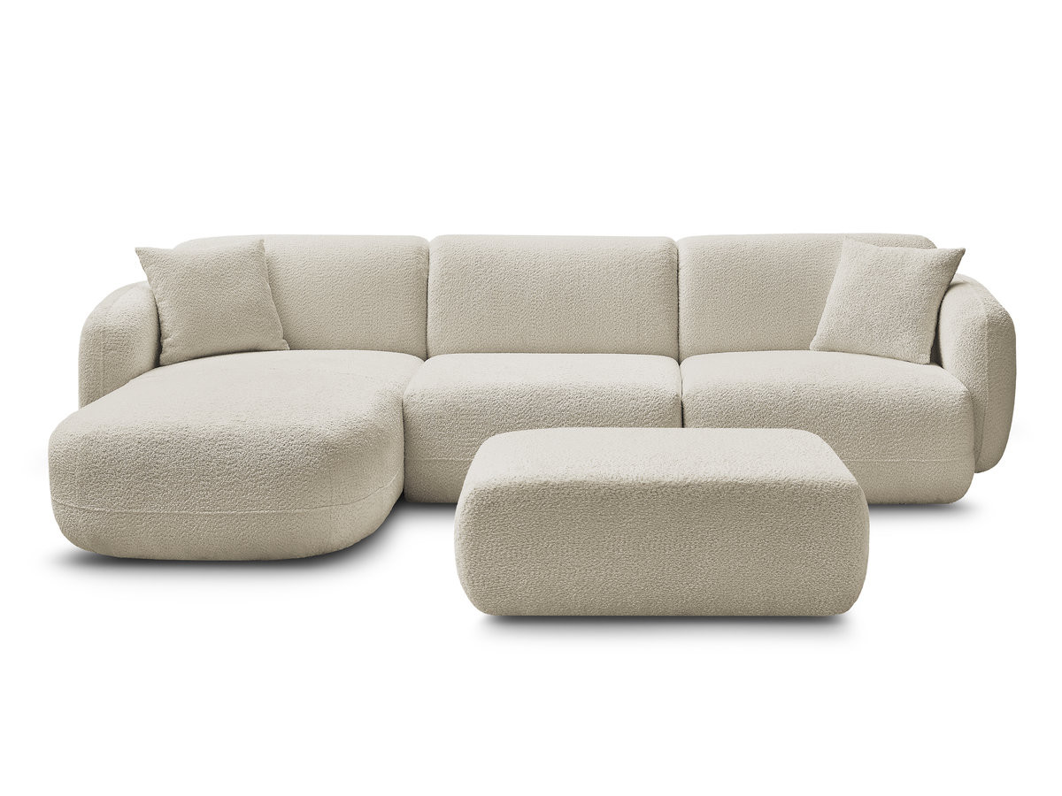 Bobochic Anda Ecksofa mit Pouf 292 × 163 cm Chenille Beige Ecke links