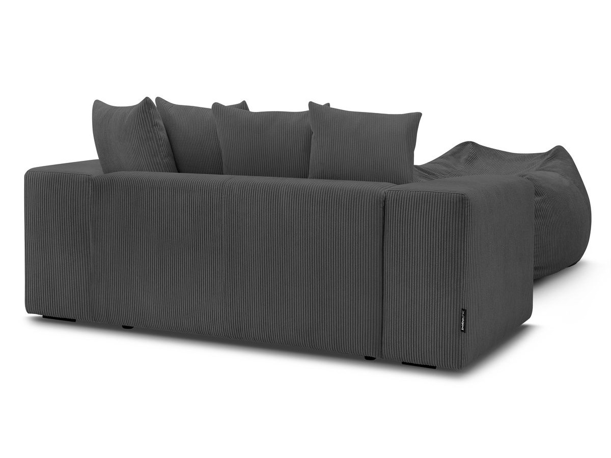 Bobochic Voltaire Sofa 2-Sitzer mit Pouf Cordsamt Dunkelgrau