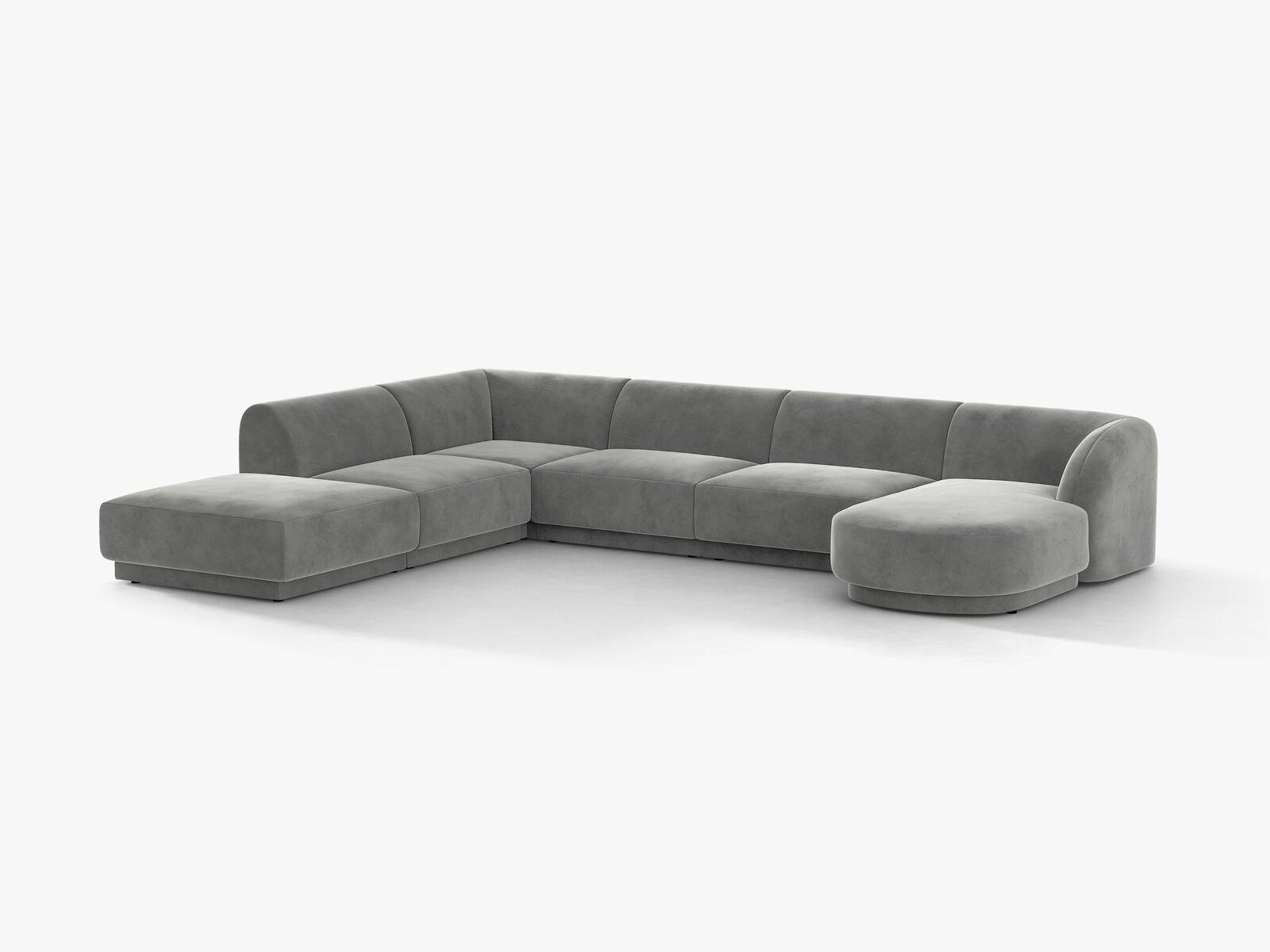 Micadoni Panorama-Ecksofa Miley 6-Sitzer Samt Venus Hellgrau Links