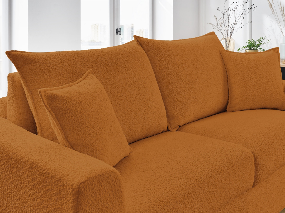 Bobochic Augustin Schlafsofa 3-Sitzer Bouclé-Stoff Gelb, Liegefläche 140 × 200 cm