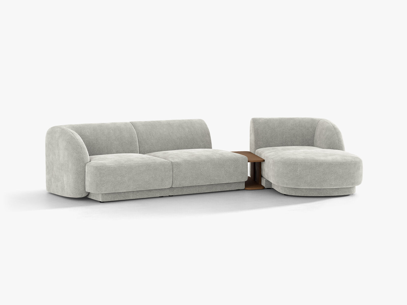 Micadoni Modulares Sofa Miley mit Recamiere 3-Sitzer Rechts Chenille Eden Silber