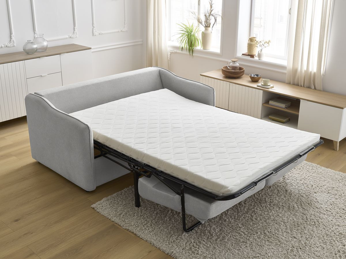 Bobochic Lenny Schlafsofa 3-Sitzer Stoff Hellgrau