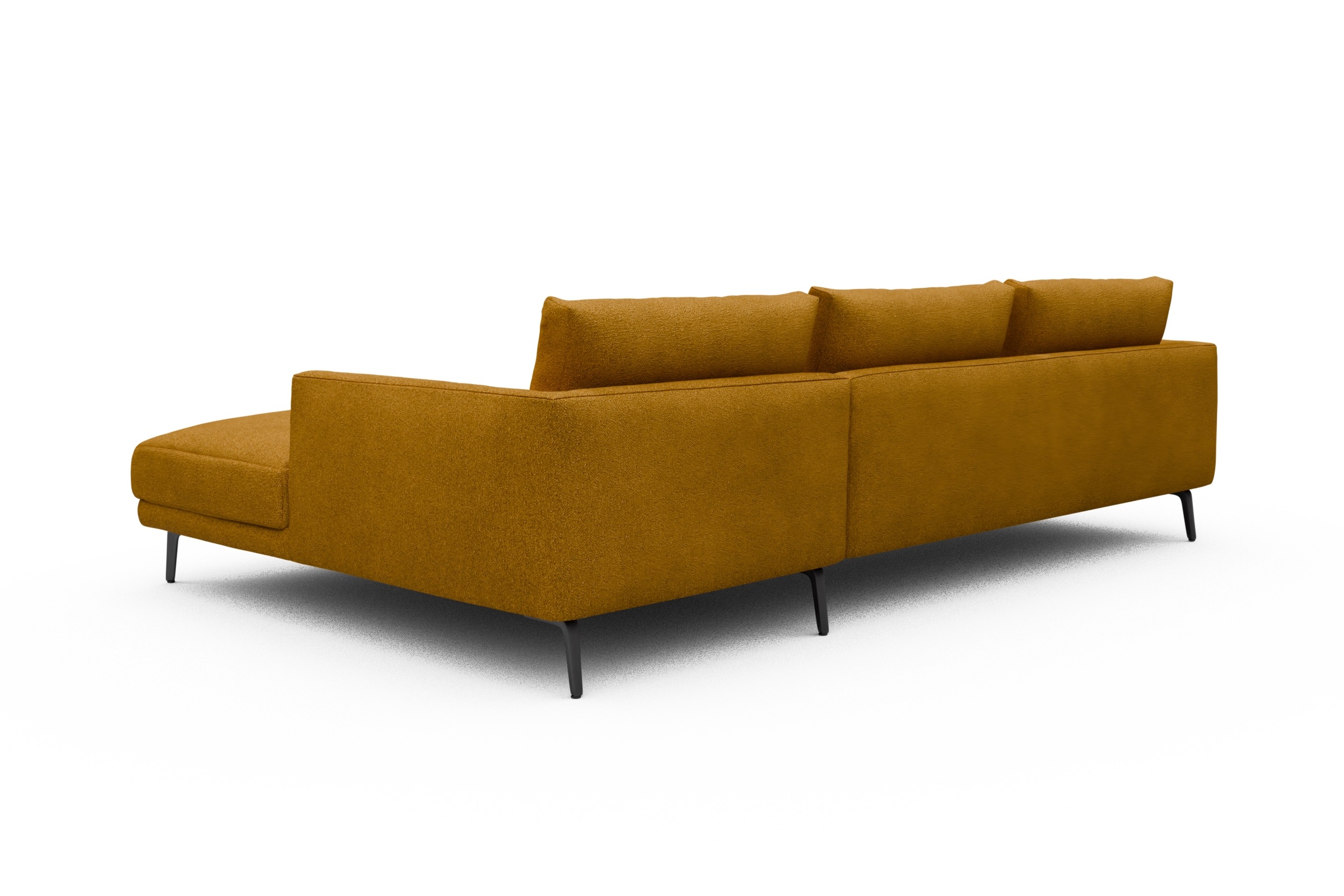 Ecksofa Karl Chaiselongue rechts mit 2,5-Sitzer Boucle-Ochre