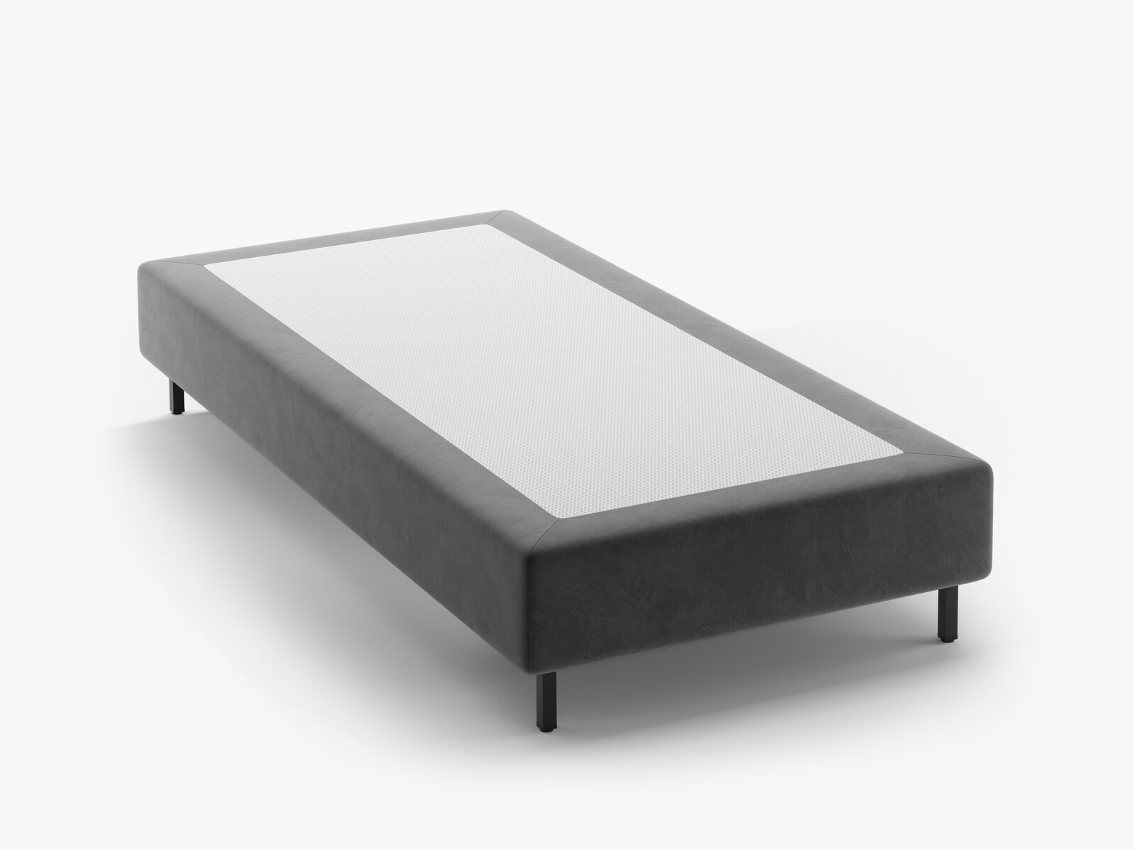 Micadoni Whale Polster-Bettgestell Samt Paris Grau Schwarzes Metall 100x200