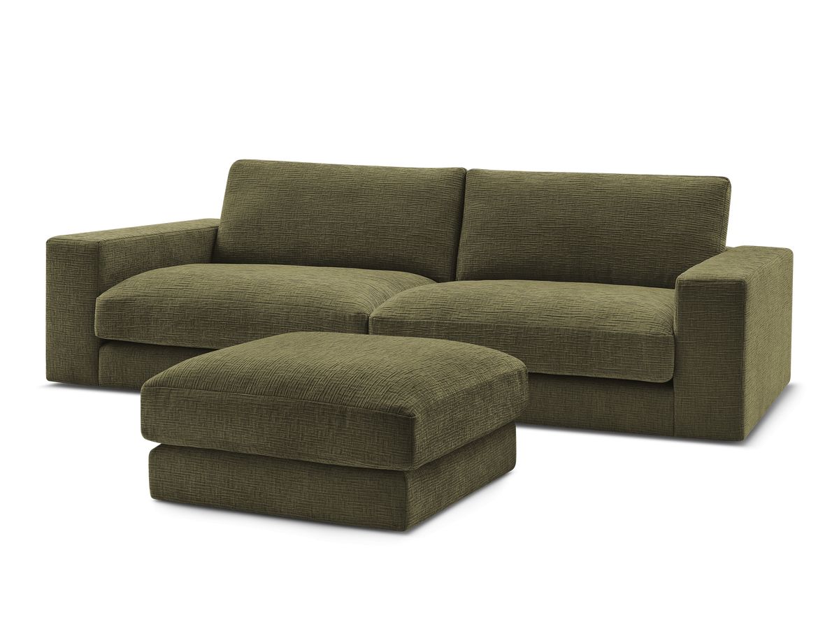 Bobochic Leonard Sofa 4-Sitzer mit Pouf 274 × 109 cm Strukturstoff Grün