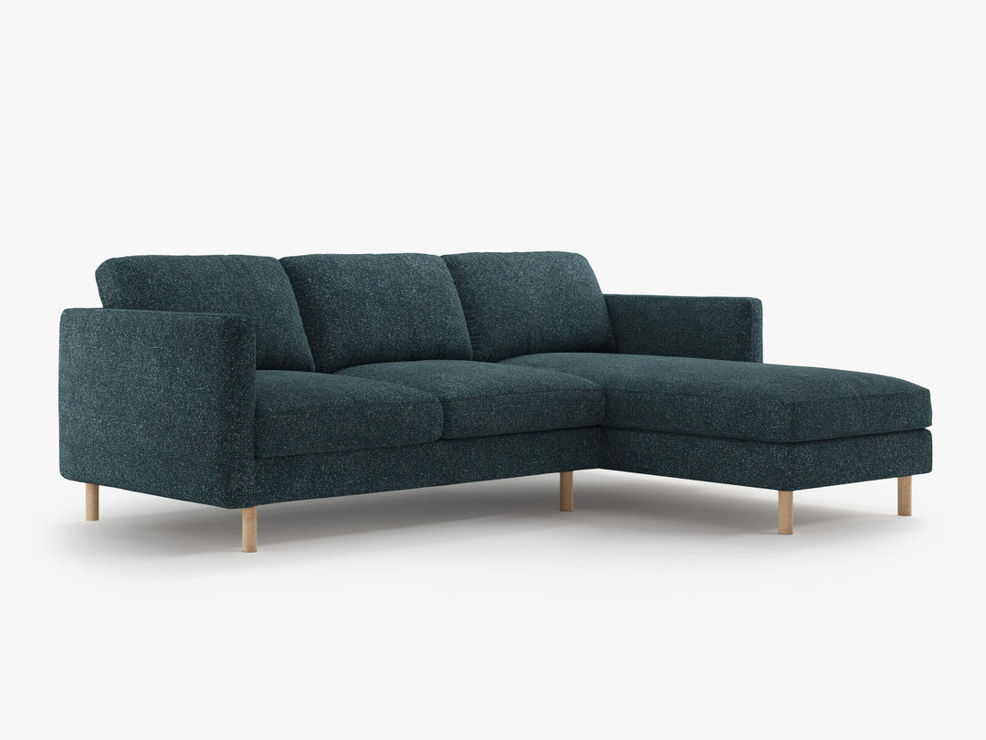 Micadoni Ecksofa Eden Groß 3-Sitzer Rechts Strukturierter Stoff Grün Blau Melange