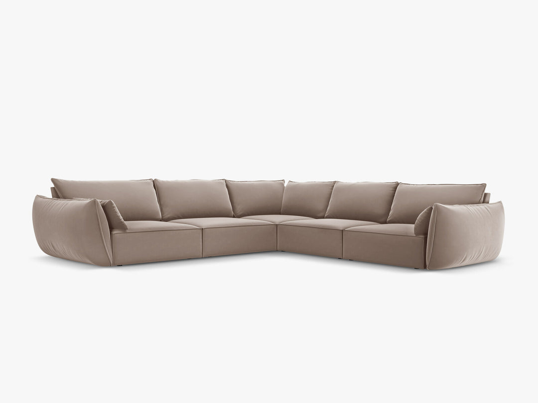 Micadoni Ecksofa Kaelle 7-Sitzer Samt Cappuccino