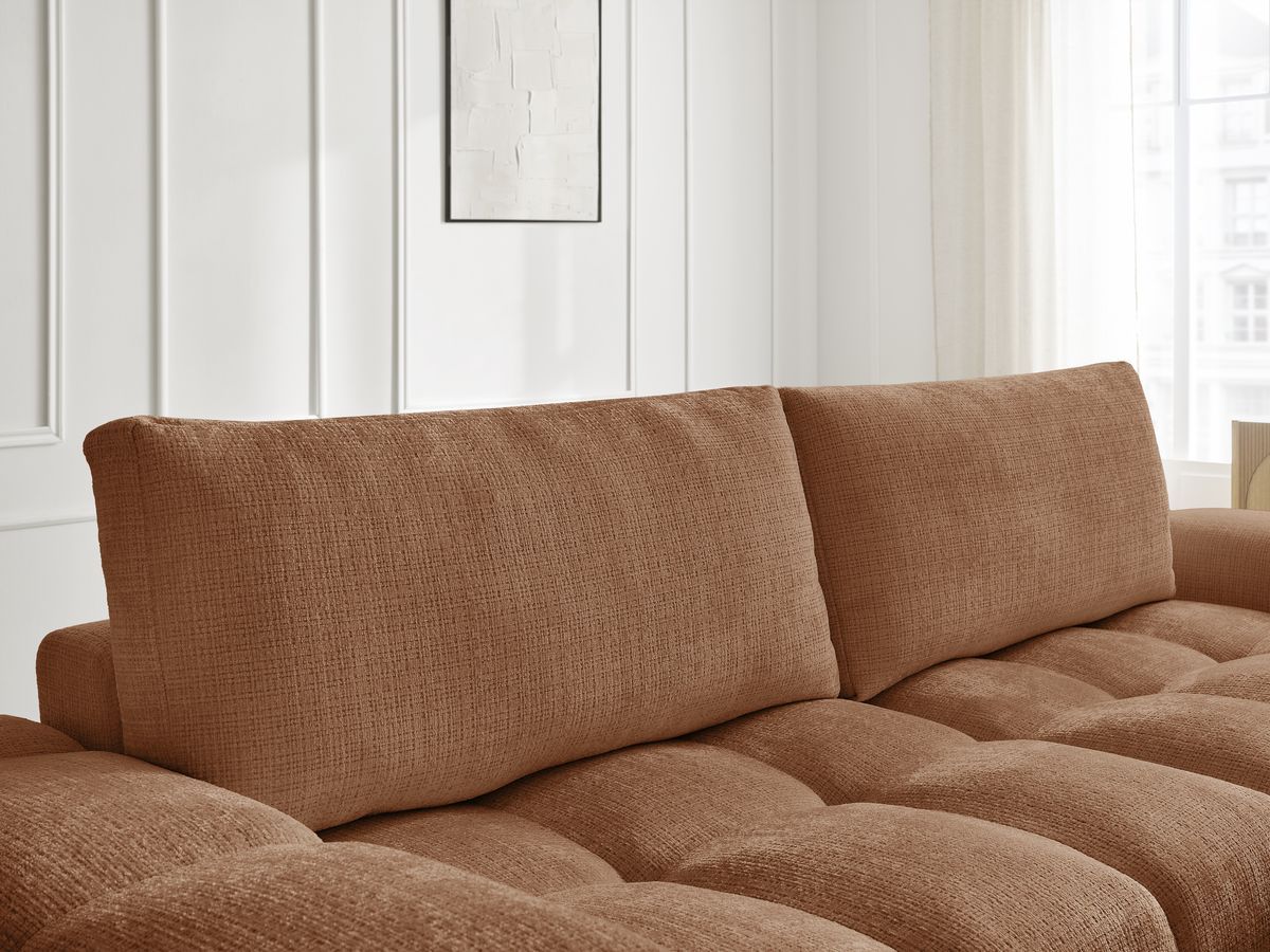 Bobochic Anakin Sofa 3-Sitzer mit Pouf, 2 Kissen Strukturstoff Orange