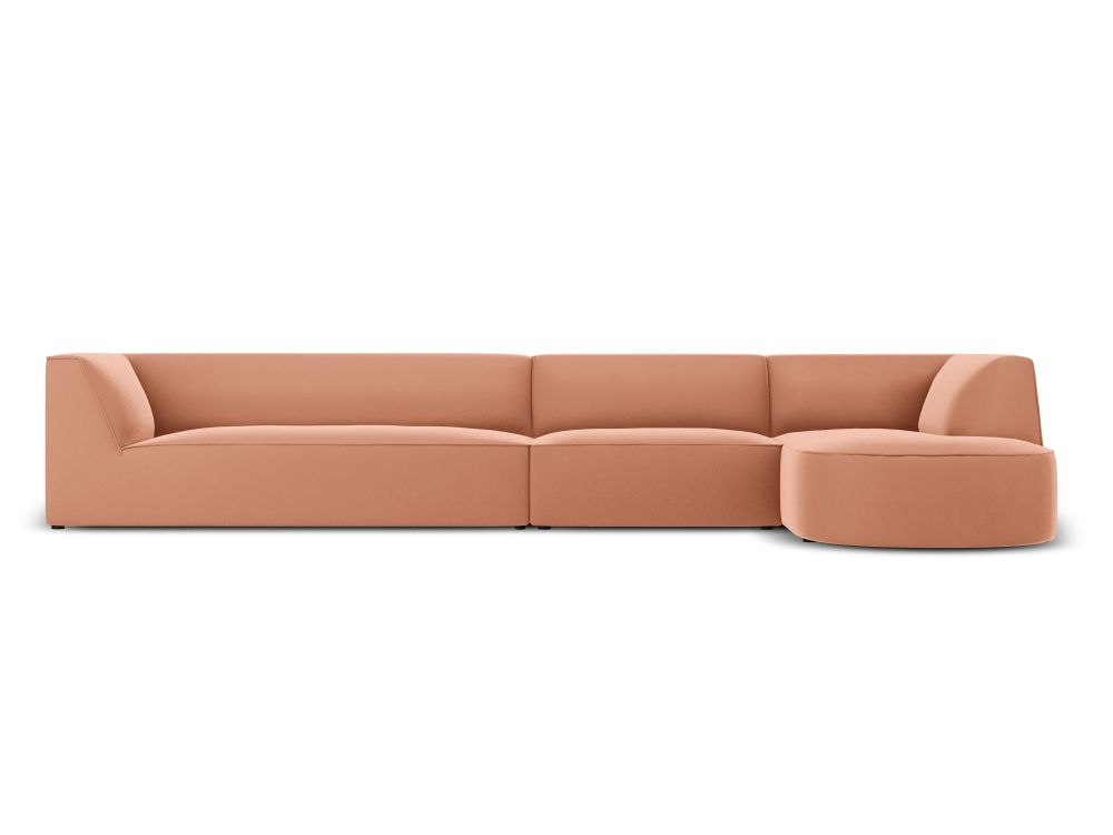 Cosmopolitan Design Ecksofa Siena 5-Sitzer abgerundet Samt Salvador Rosa Rechts