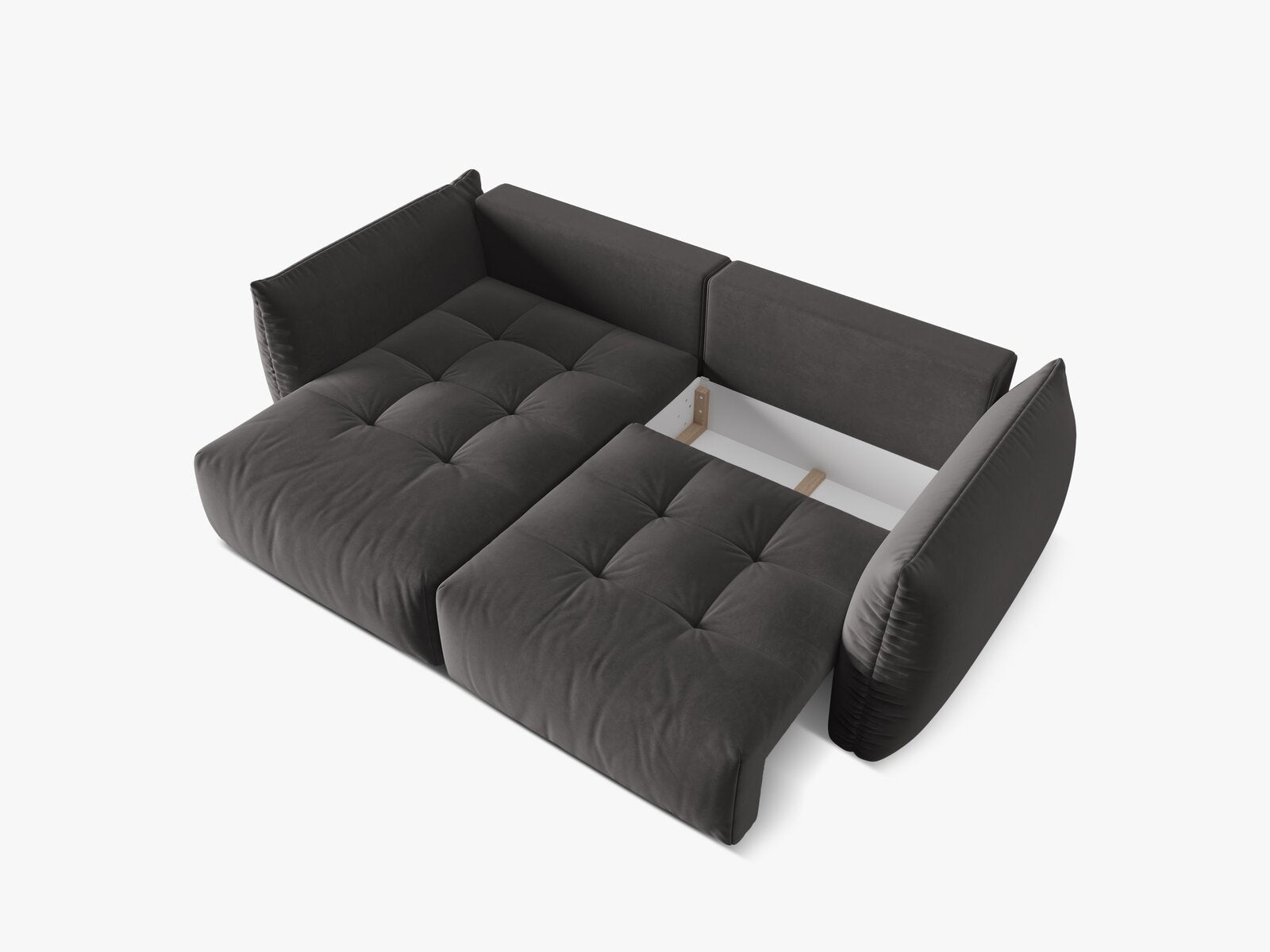 Micadoni Bloom Ecksofa 3-Sitzer mit Schlaffunktion Links Samt Casino Dunkelgrau