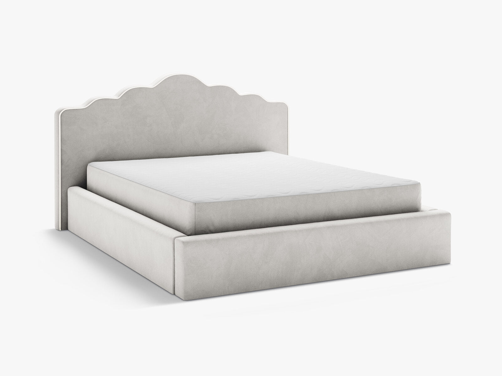 Micadoni Dream Samtbett mit Bettkasten und Kopfteil Samt Magic Velvet Elfenbein / Hellgrau 140x200