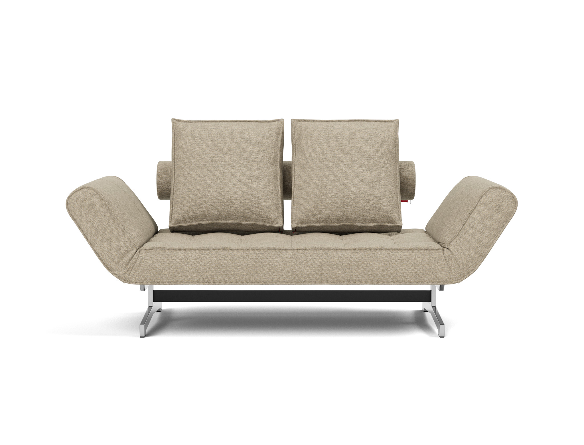 Tagesbett Ghia Strukturierter Stoff Taura 356-Sand Beine Chrom
